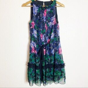 Anna Sui- Ruffled Floral Silk Dress- Size 2